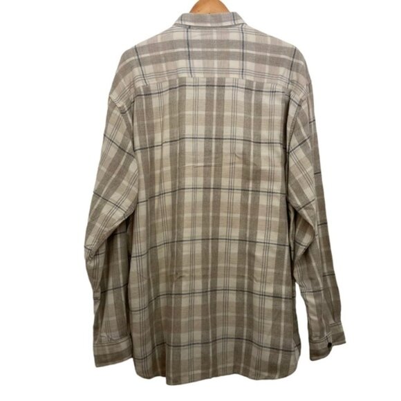 Vintage McNeal shirt button down plaid neutral beige white 100% cotton Large - Picture 4 of 10